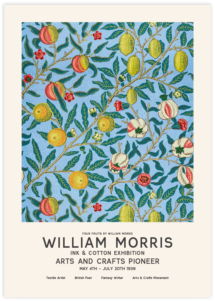 Four Fruits William Morris Exhibition Poster - William Morris Art Prints by The Good Poster Company