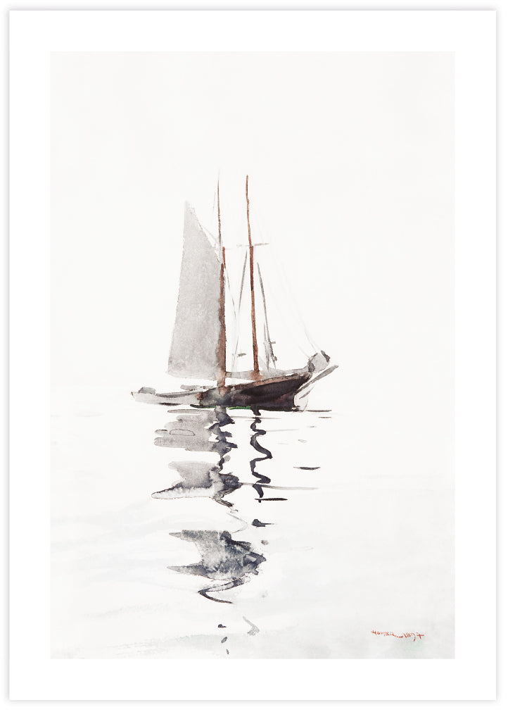 Two Masted Schooner by Winslow Homer - Soft Interior Art Print - Hamptons Art Prints by The Good Poster Company