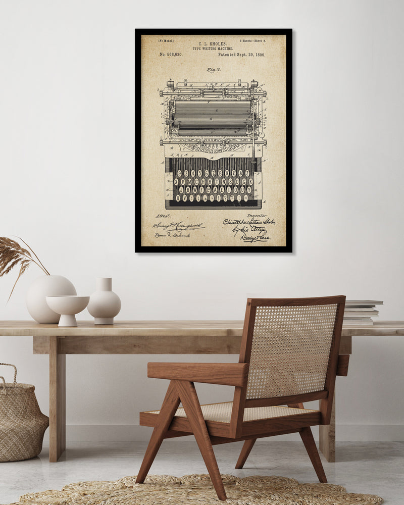 Vintage Typewriter Machine Patent Art Print - Patent Art Prints - The Good Poster Company