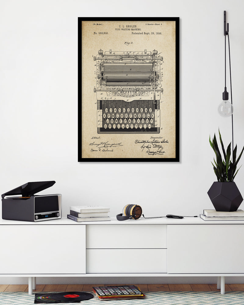 Vintage Typewriter Machine Patent Art Print - Patent Art Prints - The Good Poster Company