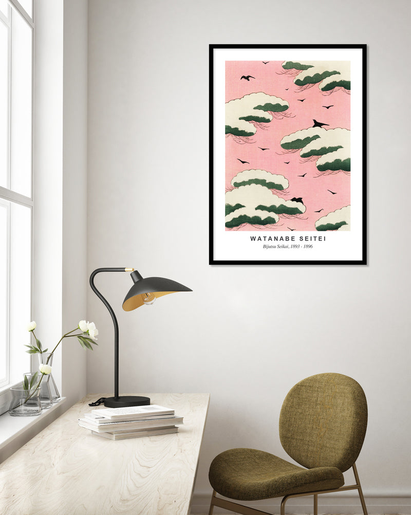 Pink Sky Shin Bijutsukai Exhibition Poster - Vintage Japanese Art Prints by The Good Poster Company