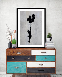 Girl Flying with Balloons - The Good Poster Co. - Paper Size : 29.7 x 42.0 cm A3