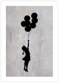 Girl Flying with Balloons - The Good Poster Co. - Paper Size : 29.7 x 42.0 cm A3