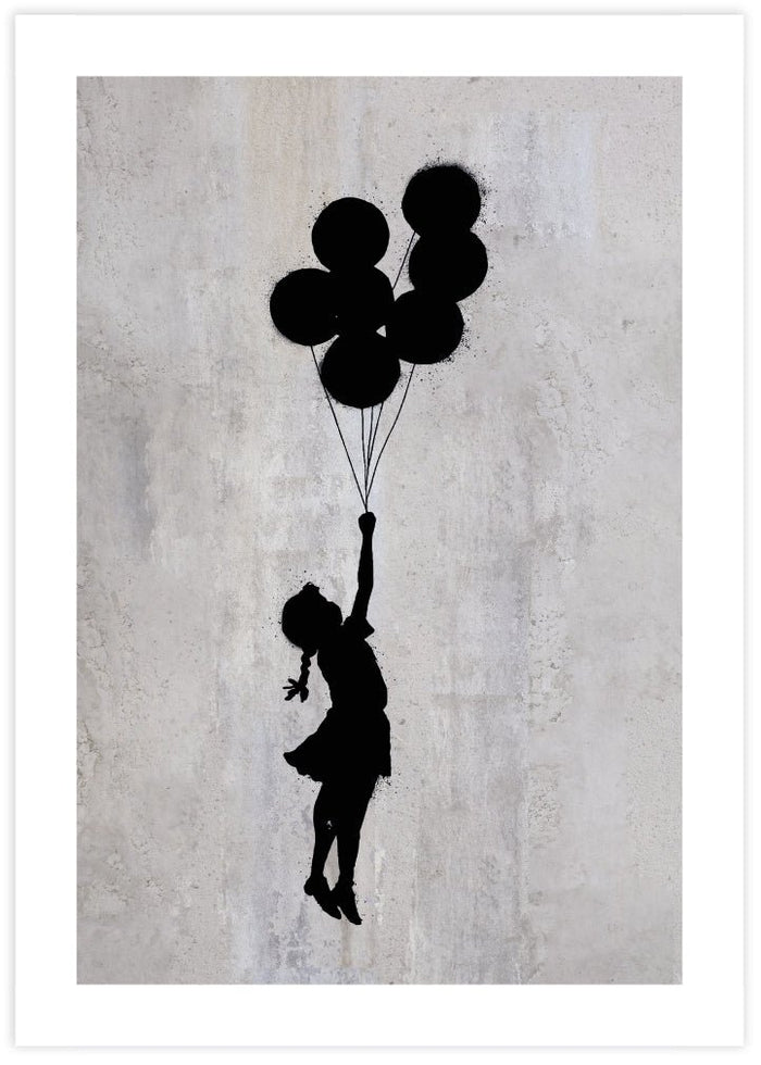 Girl Flying with Balloons - The Good Poster Co. - Paper Size : 29.7 x 42.0 cm A3
