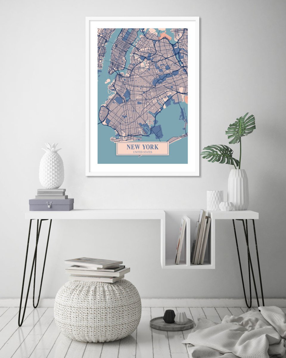Map of New York - The Good Poster Co. - Paper Size : 42.0 x 59.4 cm A2