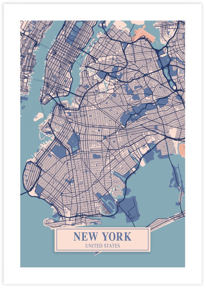 Map of New York - The Good Poster Co. - Paper Size : 42.0 x 59.4 cm A2