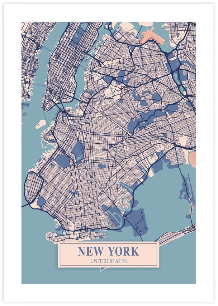 Map of New York - The Good Poster Co. - Paper Size : 42.0 x 59.4 cm A2