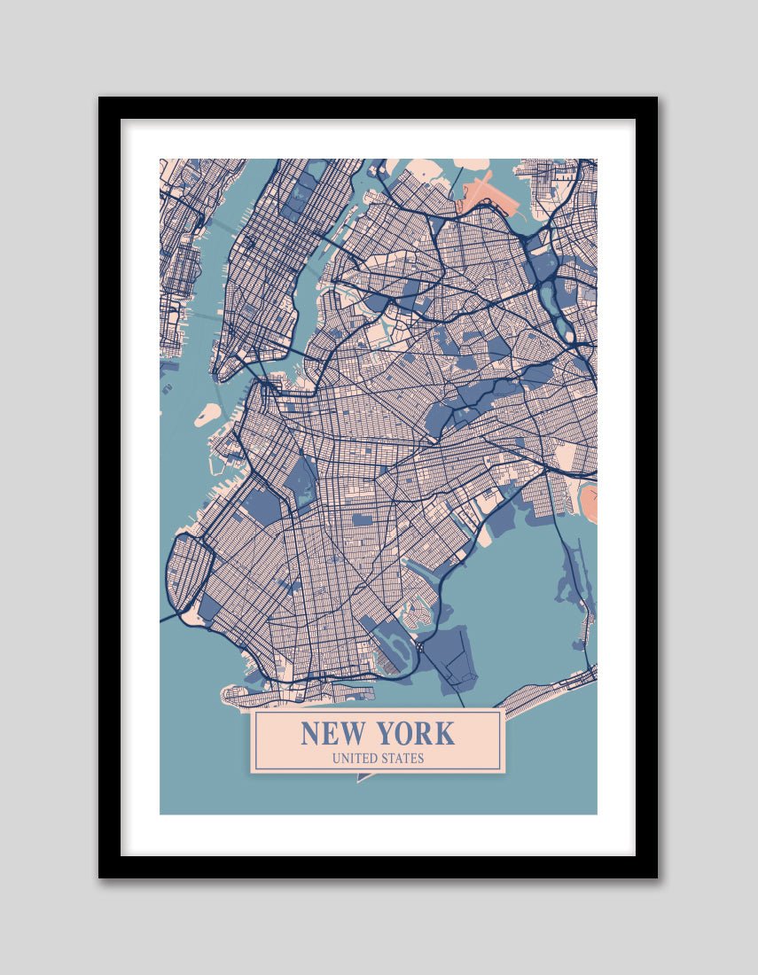 Map of New York - The Good Poster Co. - Paper Size : 42.0 x 59.4 cm A2