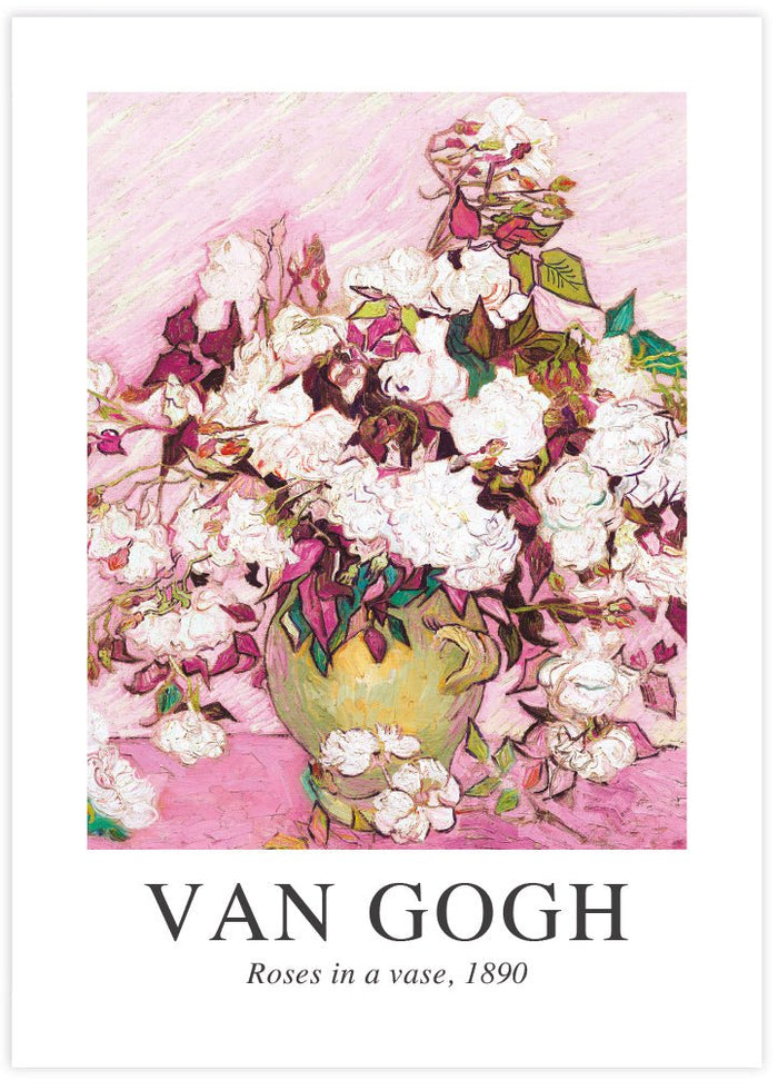 Vase with Pink Roses - The Good Poster Co. - Paper Size : 40.6 x 50.8 cm