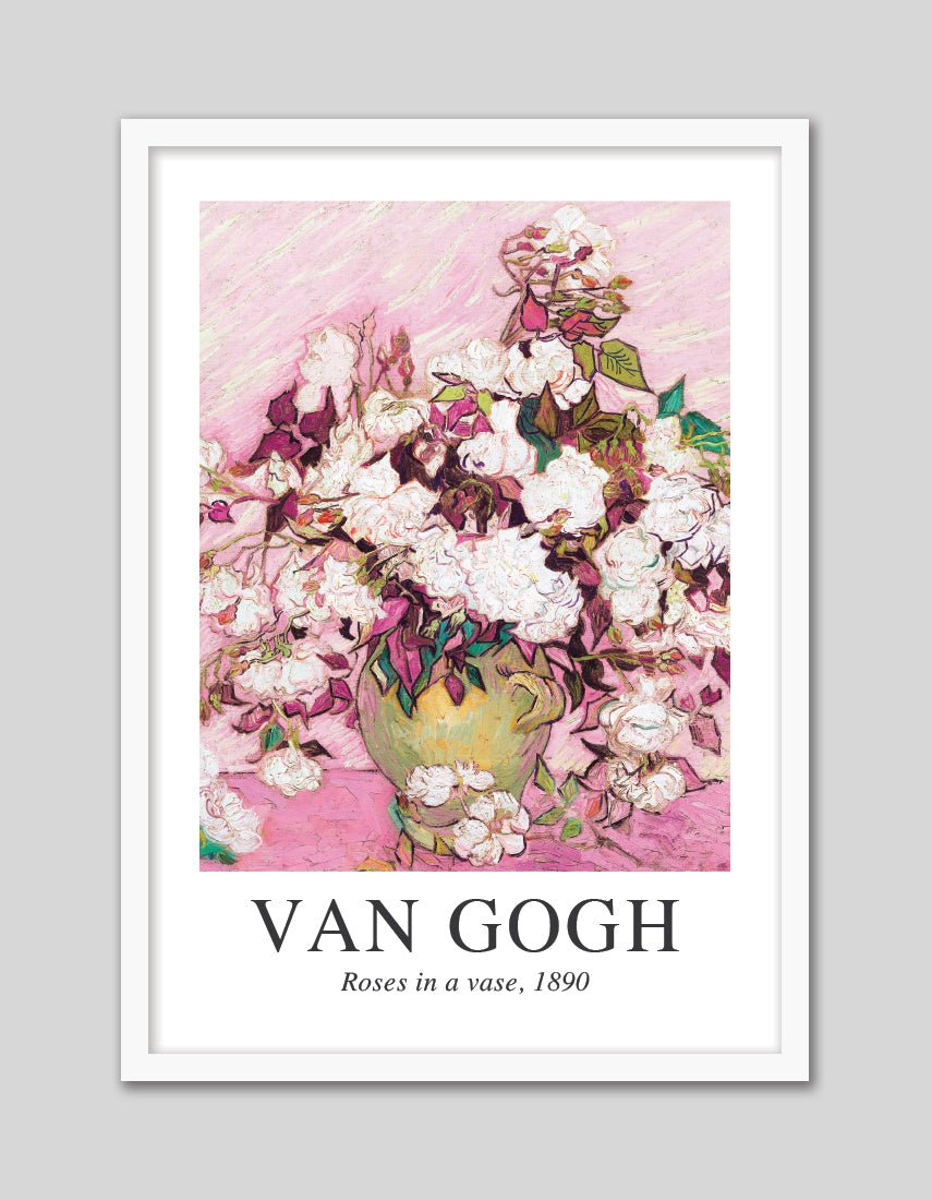 Vase with Pink Roses - The Good Poster Co. - Paper Size : 40.6 x 50.8 cm