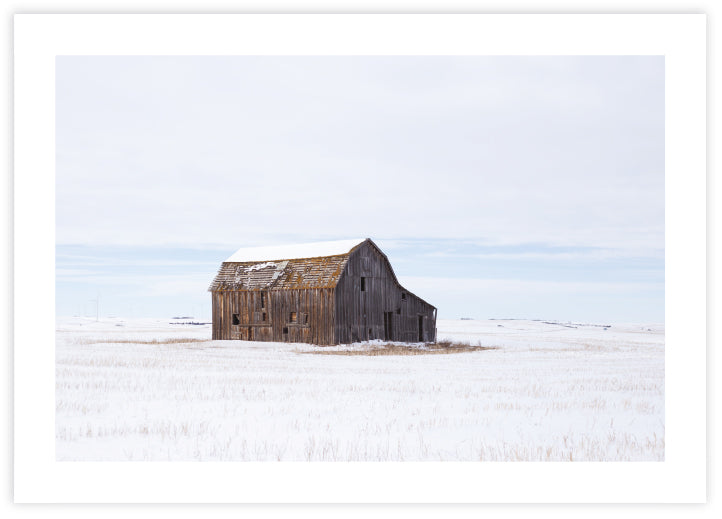 Barn in Snowy Landscape Contemporary Photography Print | The Good Poster Company