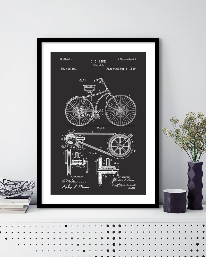 Bicycle Patent Art Print | Black and White Art | The Good Poster Company
