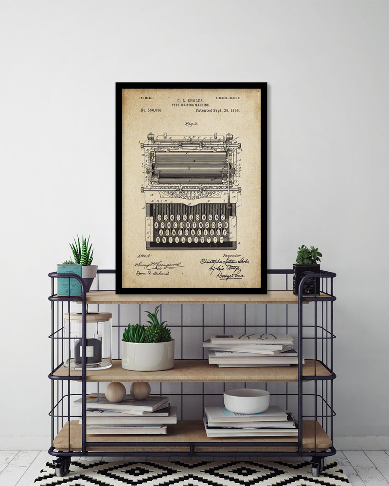 Vintage Typewriter Machine Patent Art Print - Patent Art Prints - The Good Poster Company