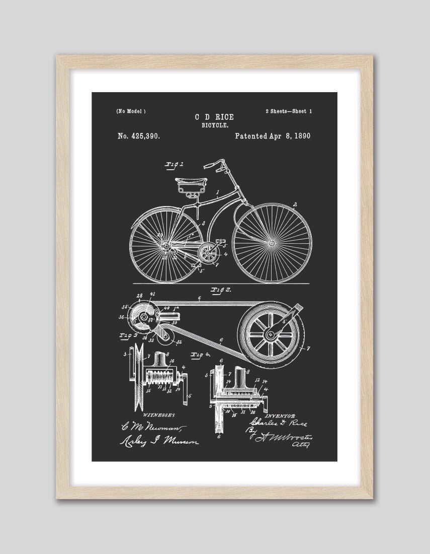 Bicycle Patent - The Good Poster Co. - Paper Size : 29.7 x 42.0 cm A3