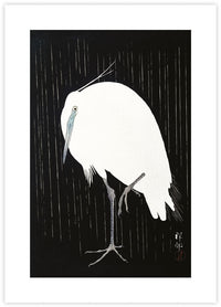 Egret in the Rain - The Good Poster Co. - Paper Size : 29.7 x 42.0 cm A3