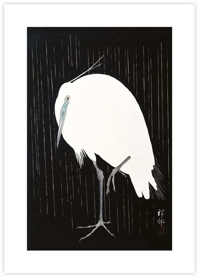Egret in the Rain - The Good Poster Co. - Paper Size : 29.7 x 42.0 cm A3
