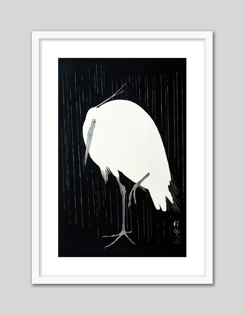Egret in the Rain - The Good Poster Co. - Paper Size : 29.7 x 42.0 cm A3