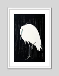 Egret in the Rain - The Good Poster Co. - Paper Size : 29.7 x 42.0 cm A3