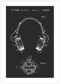 Headphones Patent - The Good Poster Co. - Paper Size : 29.7 x 42.0 cm A3