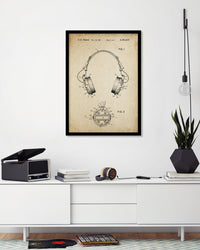 Headphones Patent Vintage - The Good Poster Co. - Paper Size : 29.7 x 42.0 cm A3