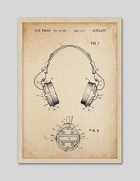 Headphones Patent Vintage - The Good Poster Co. - Paper Size : 29.7 x 42.0 cm A3