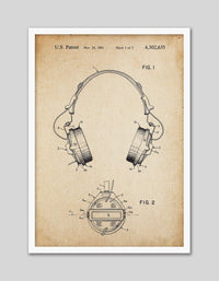 Headphones Patent Vintage - The Good Poster Co. - Paper Size : 29.7 x 42.0 cm A3