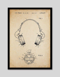 Headphones Patent Vintage - The Good Poster Co. - Paper Size : 29.7 x 42.0 cm A3