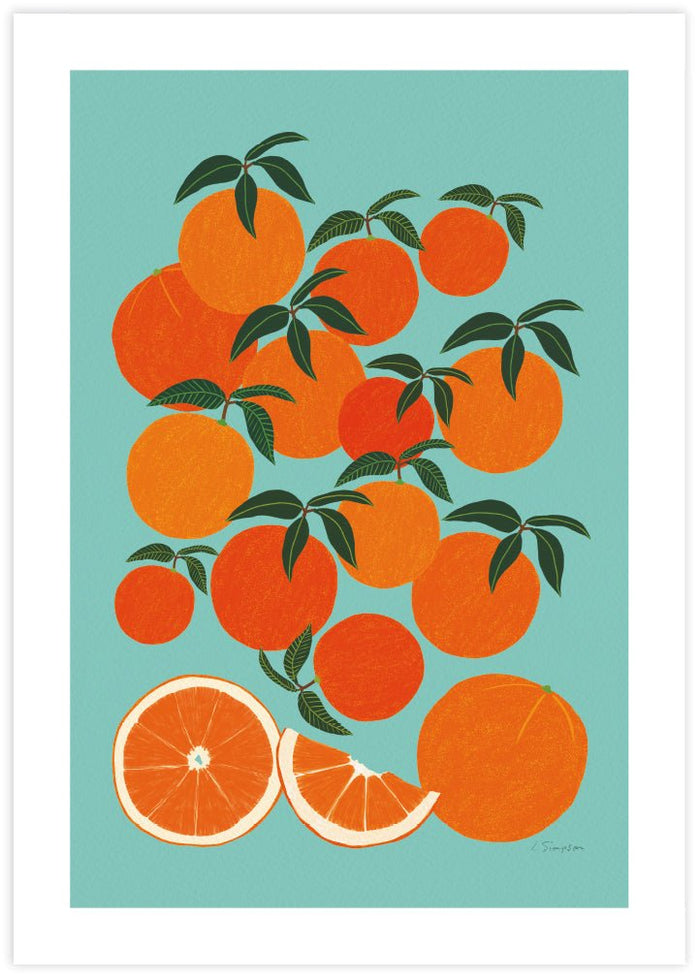 Orange Harvest Blue - The Good Poster Co. - Paper Size : 29.7 x 42.0 cm A3