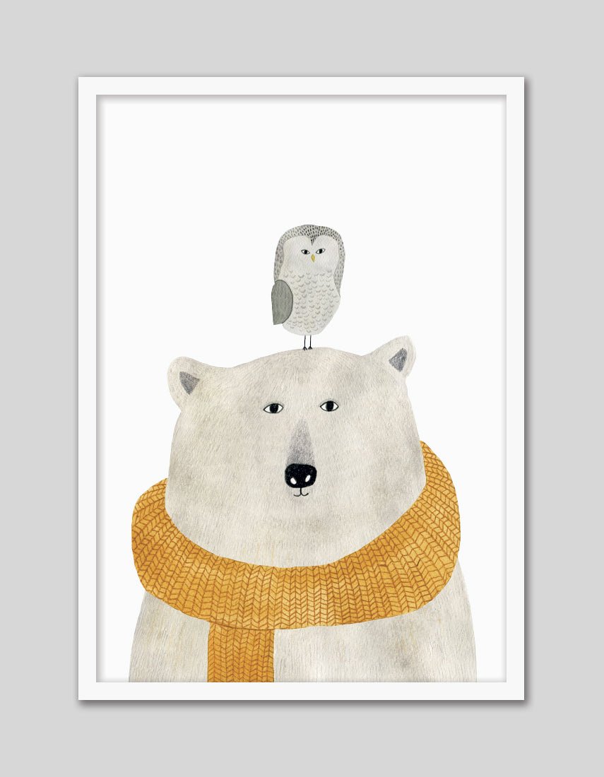 Polar Bear & Owl - The Good Poster Co. - Paper Size : 29.7 x 42.0 cm A3