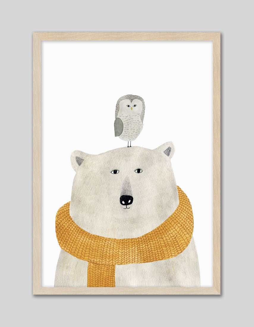 Polar Bear & Owl - The Good Poster Co. - Paper Size : 29.7 x 42.0 cm A3