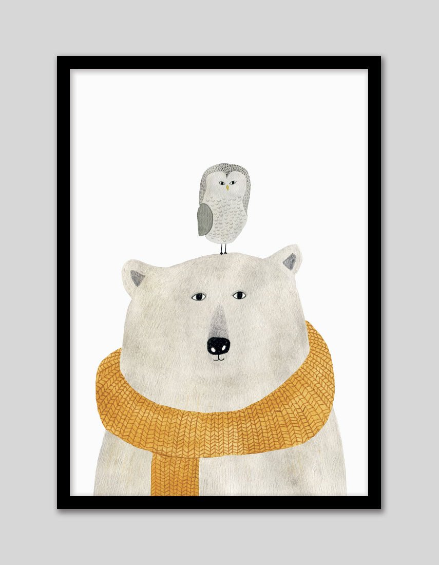 Polar Bear & Owl - The Good Poster Co. - Paper Size : 29.7 x 42.0 cm A3