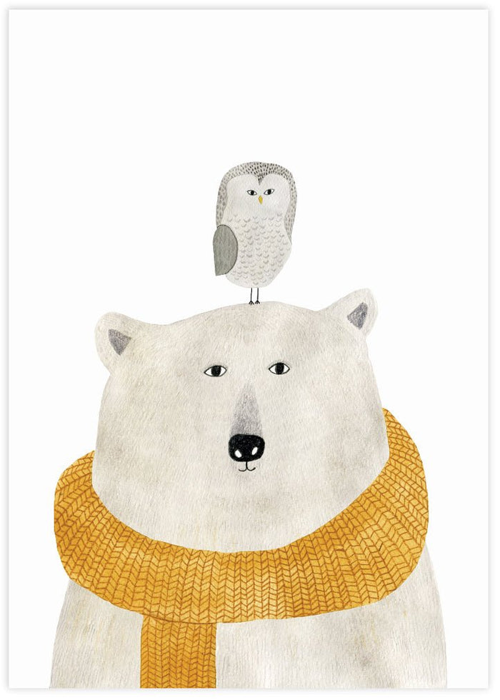 Polar Bear & Owl - The Good Poster Co. - Paper Size : 29.7 x 42.0 cm A3