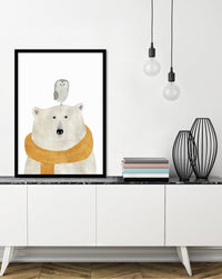 Polar Bear & Owl - The Good Poster Co. - Paper Size : 29.7 x 42.0 cm A3