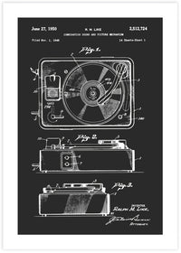 Record Player Patent - The Good Poster Co. - Paper Size : 29.7 x 42.0 cm A3