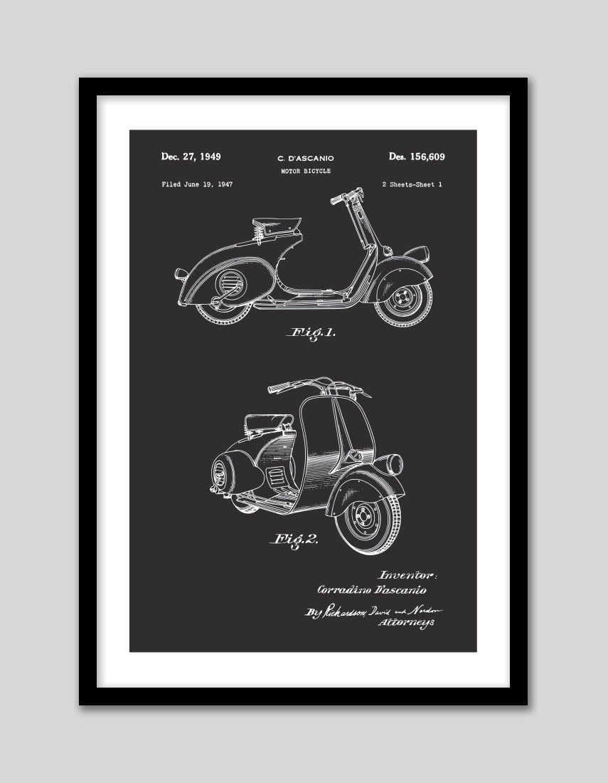 Vespa Patent - The Good Poster Co. - Paper Size : 29.7 x 42.0 cm A3