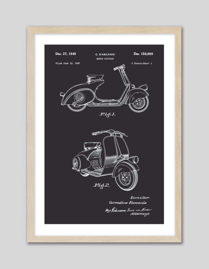Vespa Patent - The Good Poster Co. - Paper Size : 29.7 x 42.0 cm A3