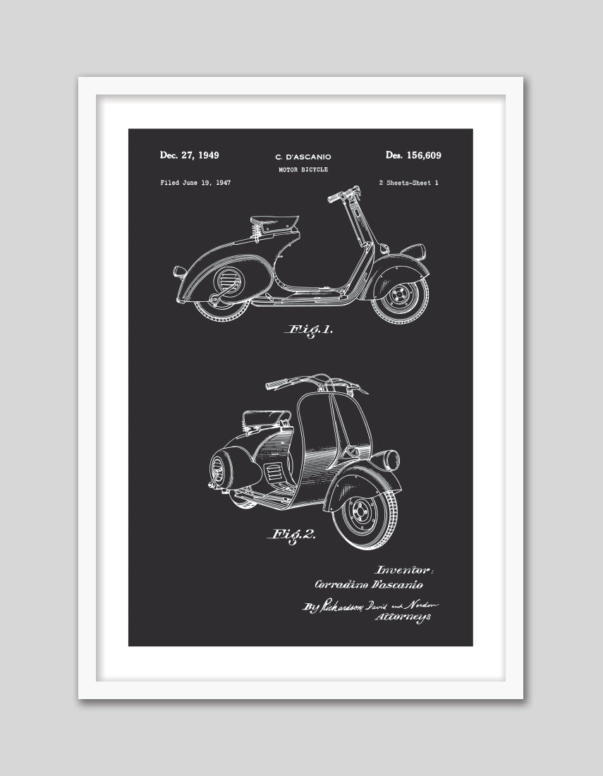 Vespa Patent - The Good Poster Co. - Paper Size : 29.7 x 42.0 cm A3