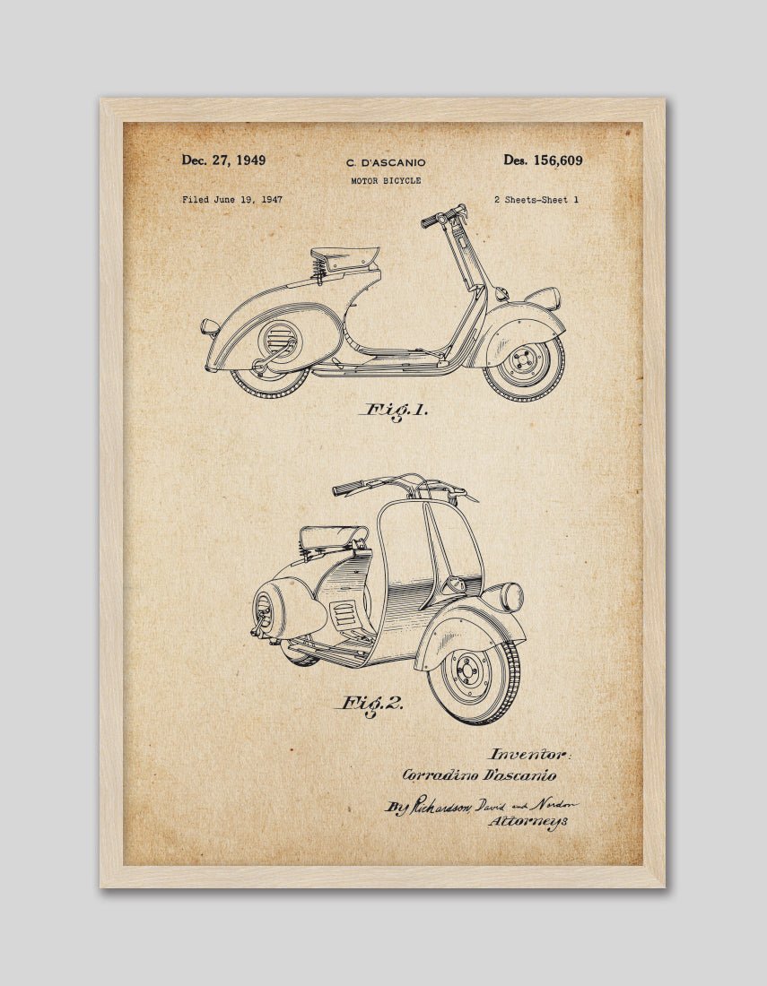 Vespa Patent Vintage - The Good Poster Co. - Paper Size : 29.7 x 42.0 cm A3