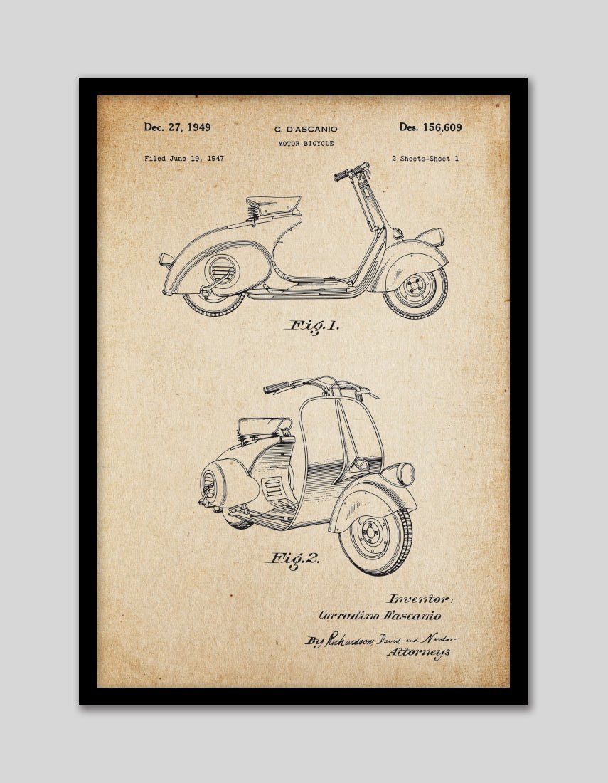Vespa Patent Vintage - The Good Poster Co. - Paper Size : 29.7 x 42.0 cm A3