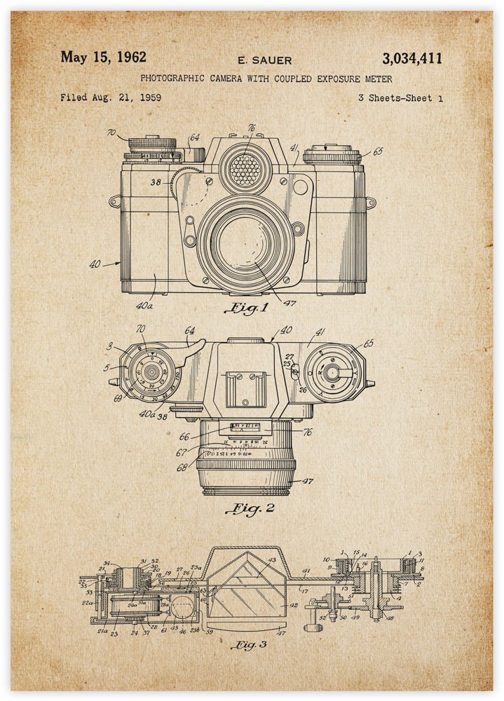 Vintage Camera Patent - The Good Poster Co. - Paper Size : 29.7 x 42.0 cm A3